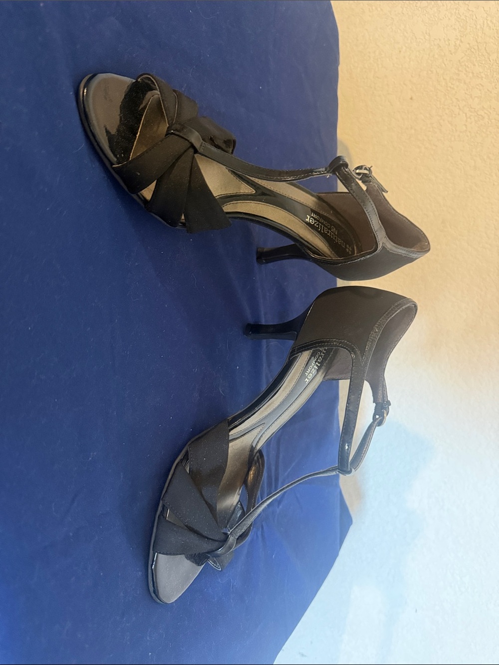 Naturalizer Black Twisted Knot Open-Toe Stiletto Heels with Ankle Strap